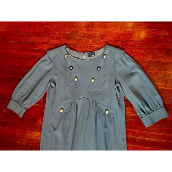 Vintage 90s Designer Italy Fendi Neutral Gray Mini Pencil Dress Small Med Pocket - Picture 4 of 9